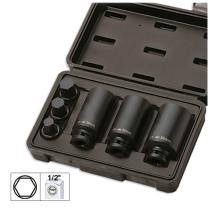 JBM 52337 - SET DE 3 VASOS Y 3 PUNTAS DE IMPACTO DE 1/2" HEXAGONAL