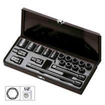 JBM 52345 - SET DE 19 PIEZAS DE IMPACTO DE 1/2" CON 14 VASOS HEXAGONALES
