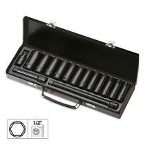 JBM 52346 - SET DE 15 PIEZAS DE IMPACTO CON 12 VASOS LARGOS DE 1/2" HEXA