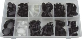 JBM 52888 - ESTUCHE DE CLIPS PLASTICOS UNIVERSAL 128 PCS