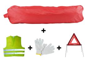 JBM 53180 - KIT EMERGENCIA BOLSA ROJA RIBETE+TRIANGULO+CHALECO+GUANTES