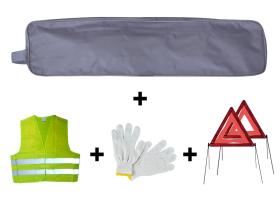 JBM 53182 - KIT EMERGENCIA BOLSA GRIS RIBETE+2TRIANGULOS+CHALECO+GUANTES