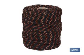COFAN 08101150A - CORDÓN TRENZADO HIPPIE NEGRO/NARANJA 3 MM X 25 M
