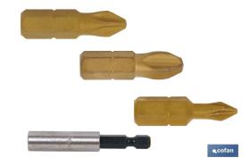 COFAN 09594002 - PUNTAS TIN 1/4' PH-1-2-3X25+ADAPTADOR