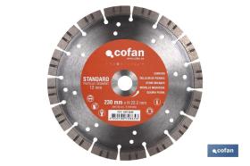 COFAN 10270230 - DISCO DIAMANTE CANTERO STANDARD H-12MM, 230MM