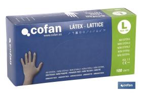 COFAN 11000271XL - CAJA 100 UDS. GUANTE LATEX SIN POLVO T - XL