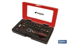 COFAN 14009021 - SET MINI CARRACA 1/4' CON PUNTAS (33 PCS.)