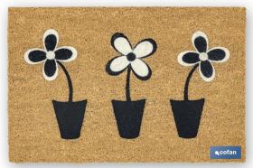 COFAN 41600154 - FELPUDO INTERIOR COCO FLOQUEADO 40X60X1.60CM (FLORES)