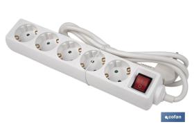 COFAN 51001005 - BASE MÚLTIPLE 5T. 1,4M CABLE C/INT. (16A-250V)