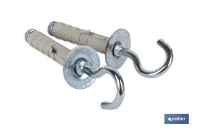 COFAN 61000312AU - BLÍSTER DE 2 UDS. TACO DE NYLON CON GANCHO 4X40 VENTA UNITAR