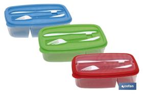 COFAN 41600303 - FIAMBRERA VERDE RECTANGULAR CON CUBIERTOS 1,5 L