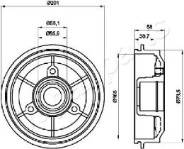 JAPANPARTS TA0607 - JAPAN BRAKE DRUM