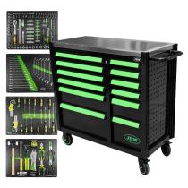 JBM 53939 - CARRO DE HERRAMIENTAS CON 12 CAJONES - VERDE - ARMADO