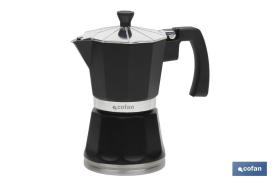 COFAN 41010012 - CAFETERA BAVIERA NEGRA 6 TAZAS ALUMINIO INDUC