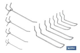 COFAN 09401350 - SET 8 GANCHOS DOBLES PARA PANEL DE HERRAMIENTAS