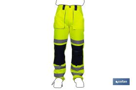 COFAN 11002071XXL - PANTALÓN DE ALTA VISIBILIDAD MODELO SIRIO AMARILLO Y AZUL MA