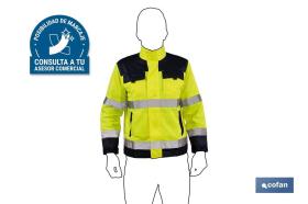 COFAN 11002072L - CHAQUETA DE ALTA VISIBILIDAD MODELO VEGA AMARILLA Y AZUL MAR