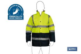 COFAN 11002075S - PARKA DE ALTA VISIBILIDAD MODELO DENEB AMARILLO Y AZUL TALLA
