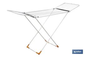 COFAN 41004234 - TENDEDERO SUELO CON ALAS PLEGABLES DE ACERO+ RUEDAS,18 M