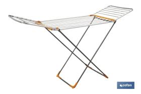 COFAN 41004235 - TENDEDERO SUELO CON ALAS PLEGABLES DE ALUMINIO + RUEDAS.18 M