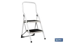 COFAN 09401041 - ESCALERA DOMÉSTICA ACERO 2 PELDAÑOS ALTURA 46 CM