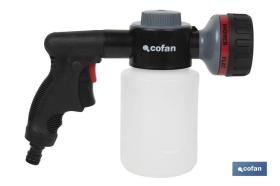 COFAN 90014058 - PISTOLA DE RIEGO 6 POSICIONES CON DEPÓSITO DISPENSADOR
