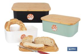 COFAN 41003083 - PANERA CON TAPA DE BAMBÚ COLOR VERDE/MADERA 36 X 24 X13 CM